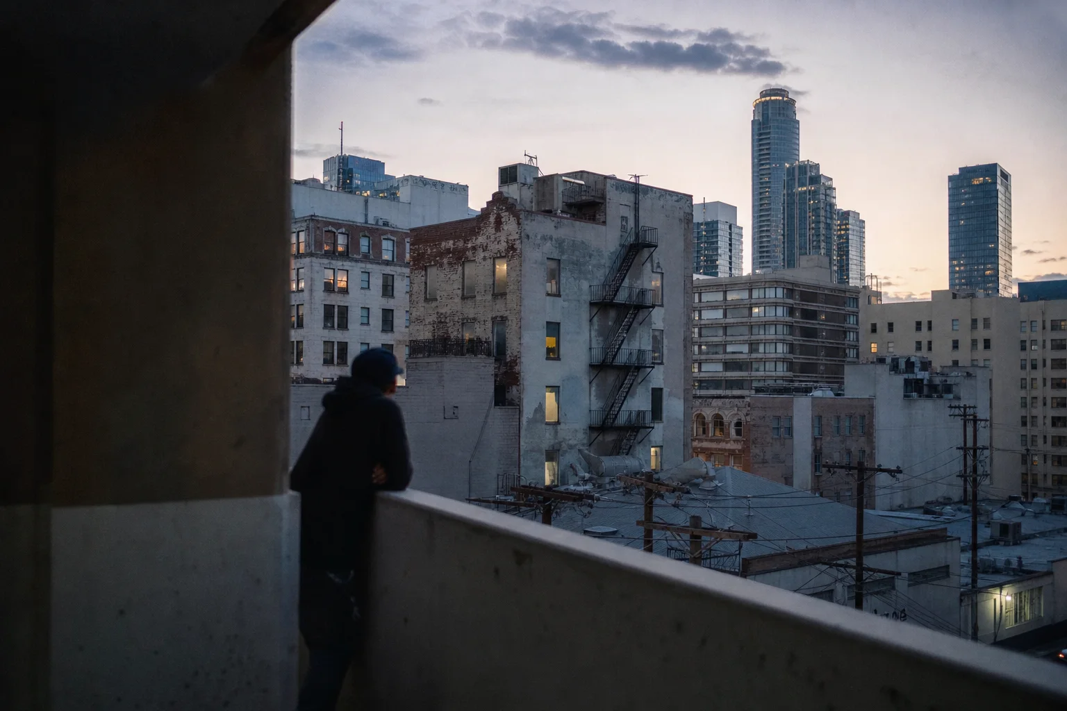 Downtown rooftops viewed from a parking structure